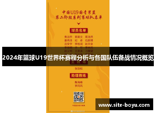 2024年篮球U19世界杯赛程分析与各国队伍备战情况概览