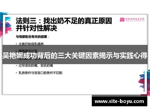 吴艳妮成功背后的三大关键因素揭示与实践心得